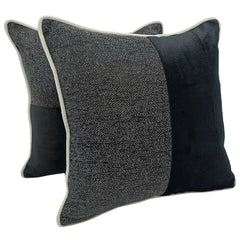 Black and Gray Patchwork Pillow Covers (Set of 2, 16×16)
