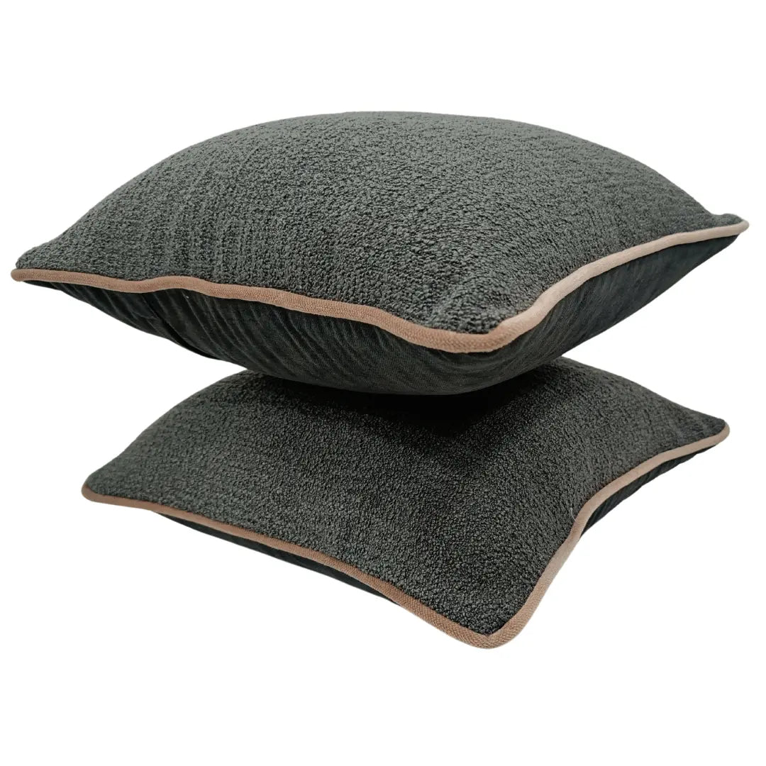 Charcoal Bouclé and Chenille Pillow Covers (Set of 2, 16×16) |  ZIPCushions