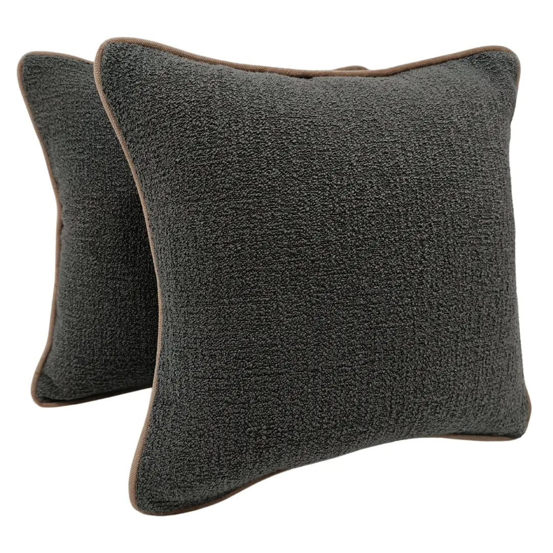 Charcoal Bouclé and Chenille Pillow Covers (Set of 2, 16×16) | ZIPCushions