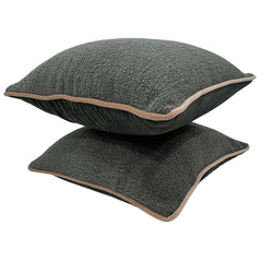 Charcoal Bouclé and Chenille Pillow Covers (Set of 2, 16×16) - Hover Image