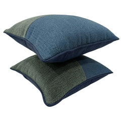 Blue and Green Textured Patchwork Pillow Covers (Set of 2, 16×16) - Hover Image
