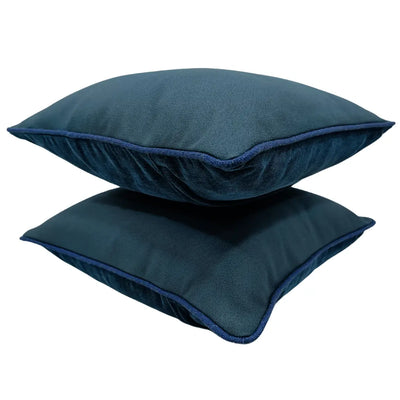 Deep Blue Leather-Like Pillow Covers (Set of 2, 16×16) - Alternate image