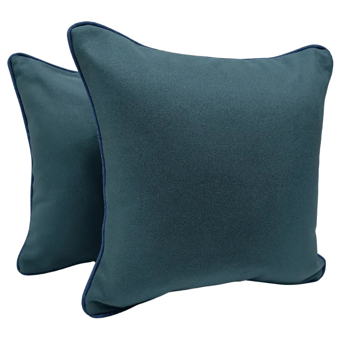 Deep Blue Leather-Like Pillow Covers (Set of 2, 16×16) | ZIPCushions