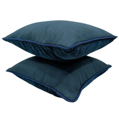 Deep Blue Leather-Like Pillow Covers (Set of 2, 16×16) - Hover Image