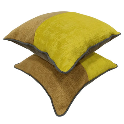 Golden Yellow & Mustard Two-Tone Pillow Covers (Set of 2, 16×16) - Alternate image