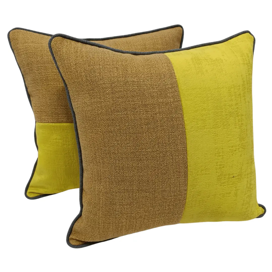 Golden Yellow & Mustard Two-Tone Pillow Covers (Set of 2, 16×16) | ZIPCushions