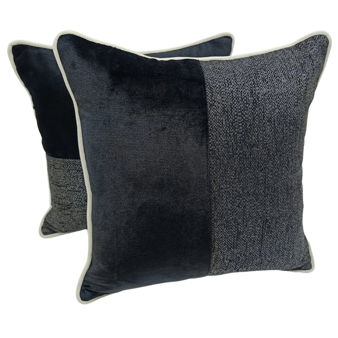 Black & Charcoal Textured Pillow Covers (Set of 2, 16×16) | ZIPCushions