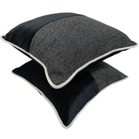 Black & Charcoal Textured Pillow Covers (Set of 2, 16×16)