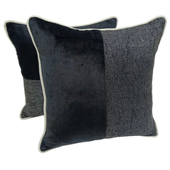 Black & Charcoal Textured Pillow Covers (Set of 2, 16×16)