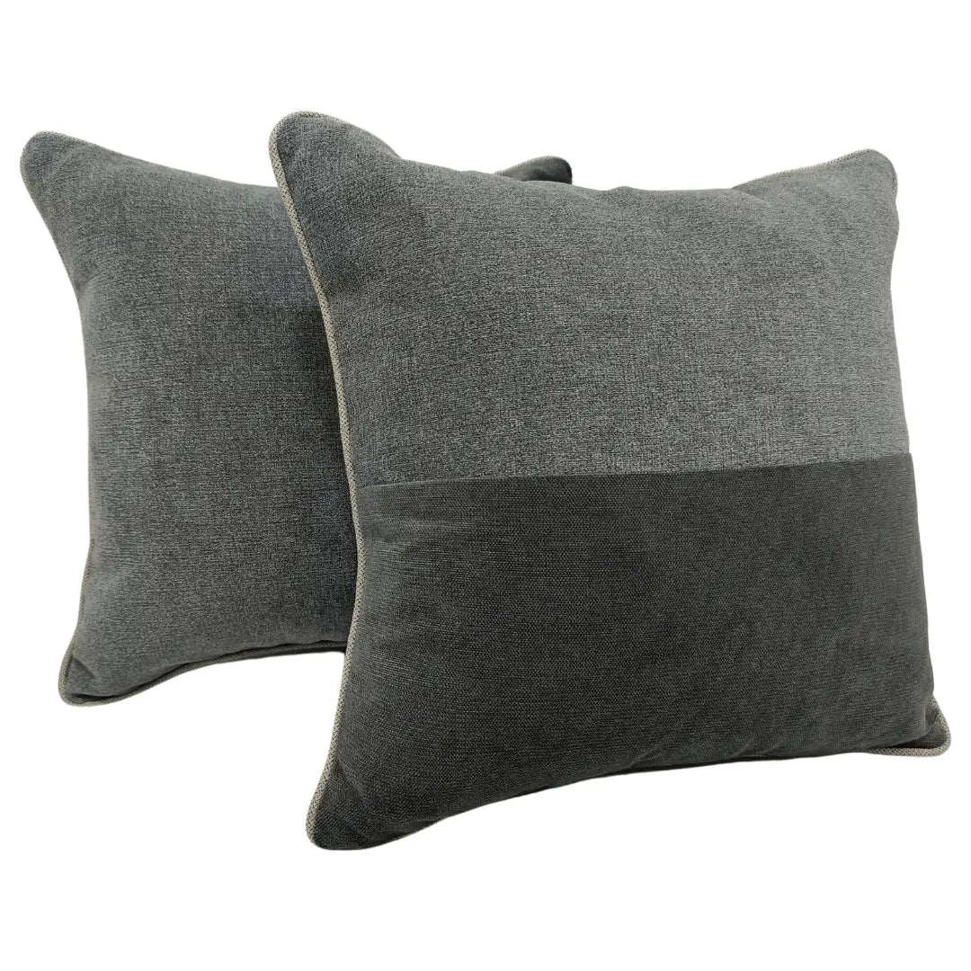 Dual Tone Grey Sunbrella Pillow Covers with Piping (16x16, Set of 2) | ZIPCushions