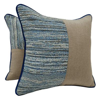 Blue & Neutral Textured Pillow Covers (Set of 2, 16×16)