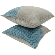 Blue Chevron & Neutral Textured Pillow Covers (Set of 2, 16×16) | ZIPCushions