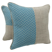 Blue Chevron & Neutral Textured Pillow Covers (Set of 2, 16×16)