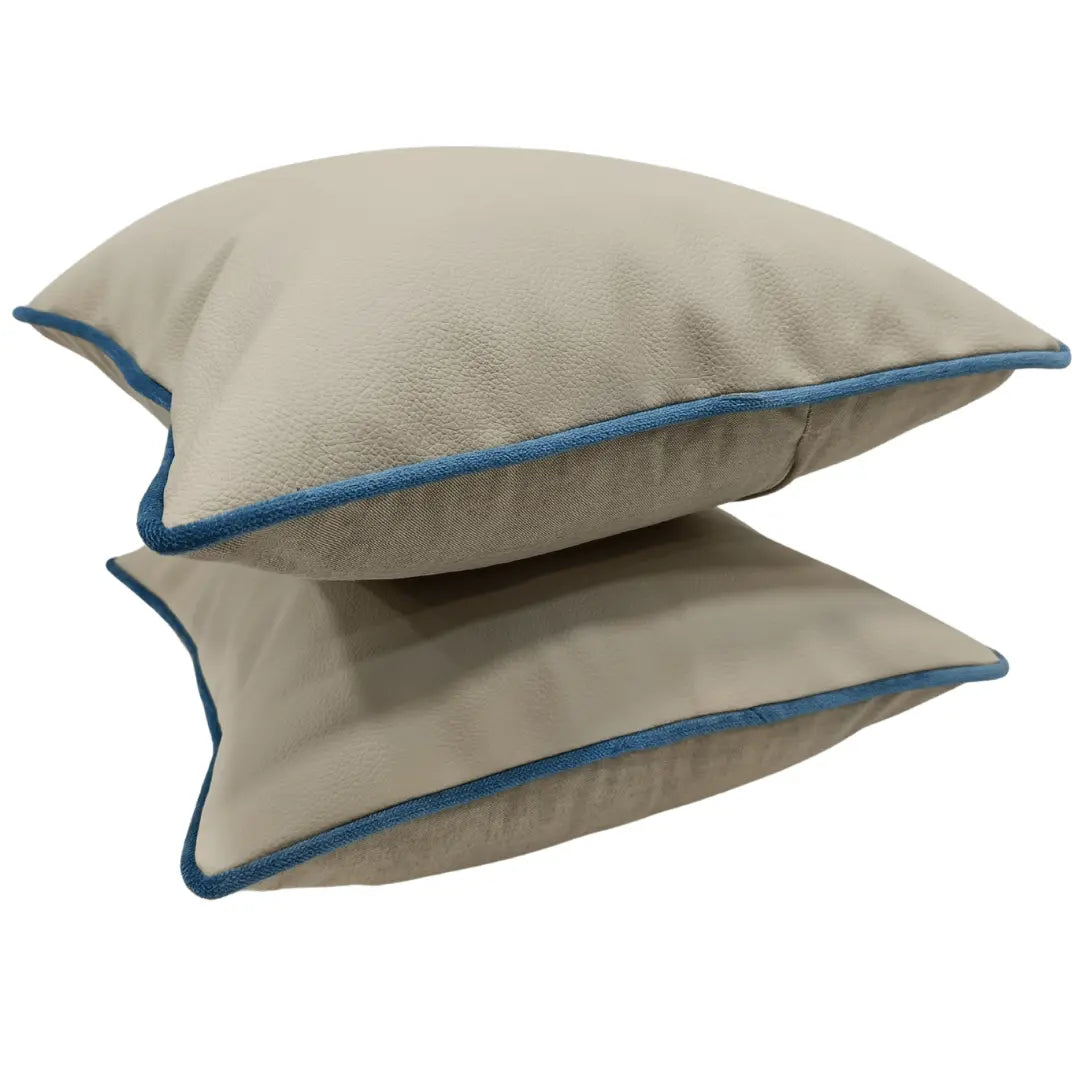 Beige Faux Leather Pillow Covers (Set of 2, 16×16) |  ZIPCushions