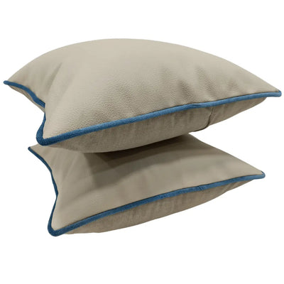 Beige Faux Leather Pillow Covers (Set of 2, 16×16) - Alternate image