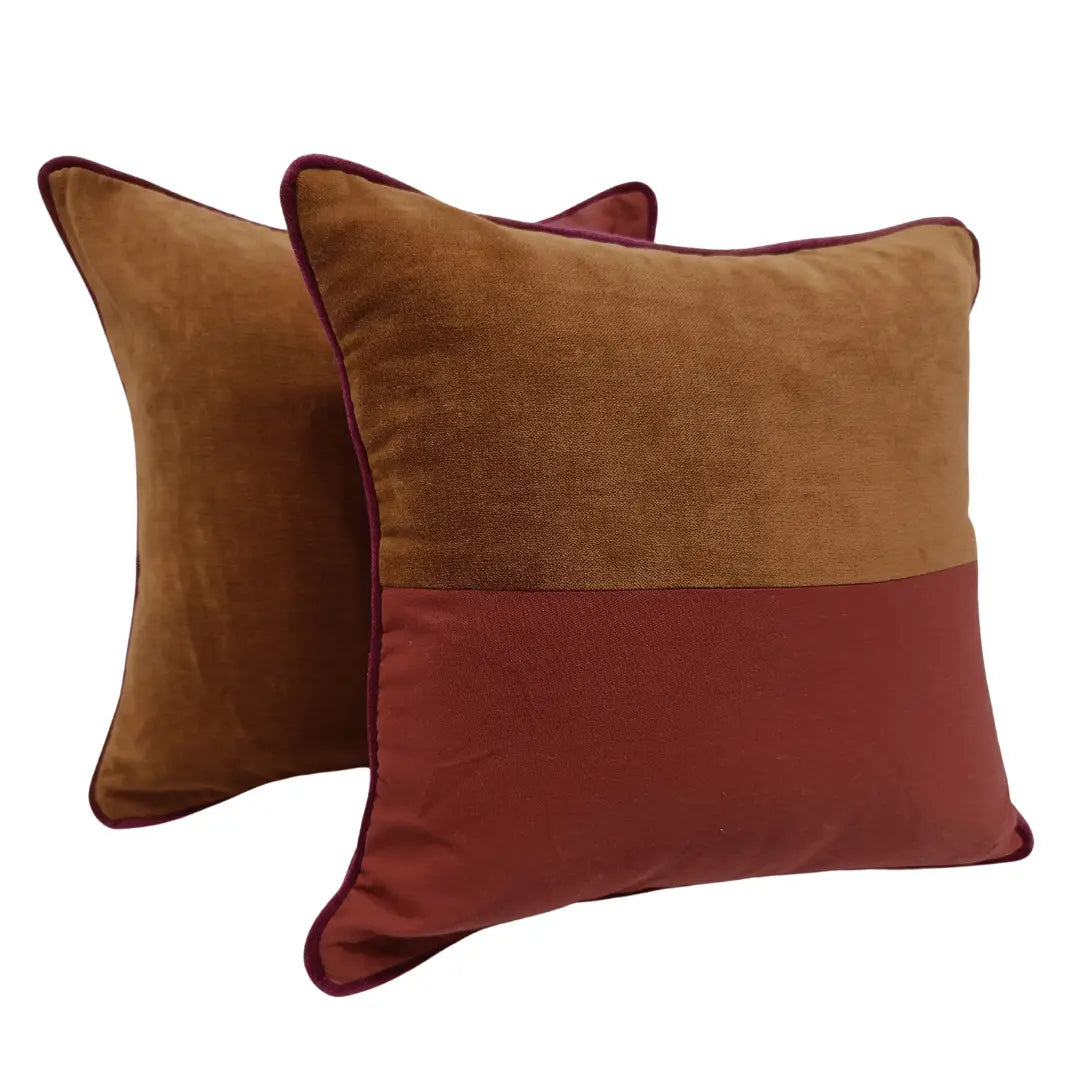 Warm Toned Split Design Sunbrella Pillow Covers (16x16, Set of 2) | ZIPCushions