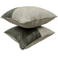 Olive Green & Cream Faux Leather Pillow Covers (Set of 2, 16×16)