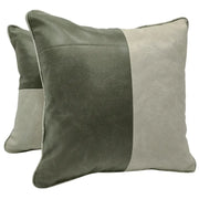 Olive Green & Cream Faux Leather Pillow Covers (Set of 2, 16×16) | ZIPCushions