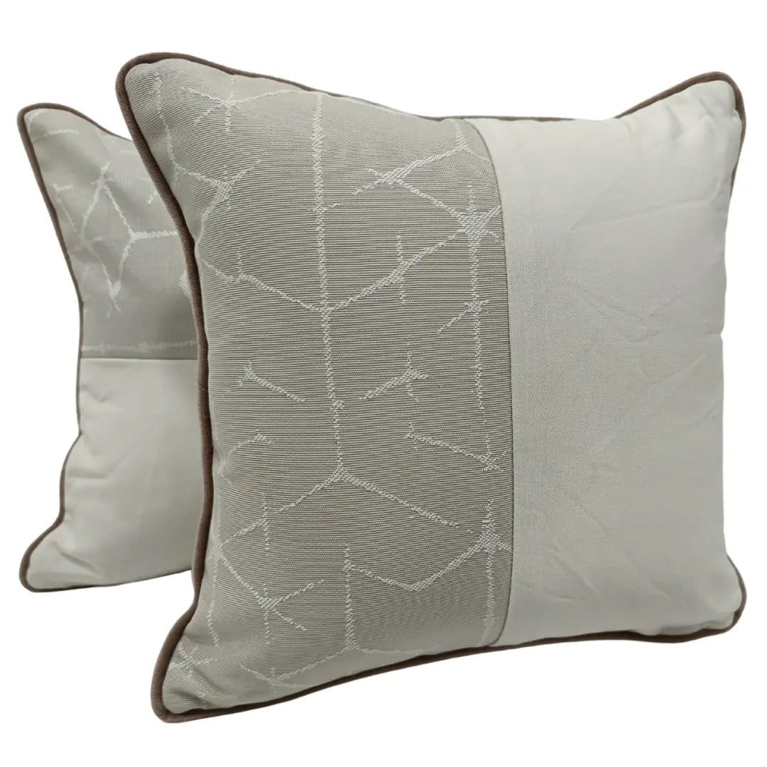 White & Taupe Embroidered Pillow Covers (Set of 2, 16×16) |  ZIPCushions