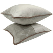 White & Taupe Embroidered Pillow Covers (Set of 2, 16×16) | ZIPCushions