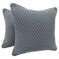 Outdoor Herringbone Navy Pillow Covers (Set of 2, 16×16) |  ZIPCushions