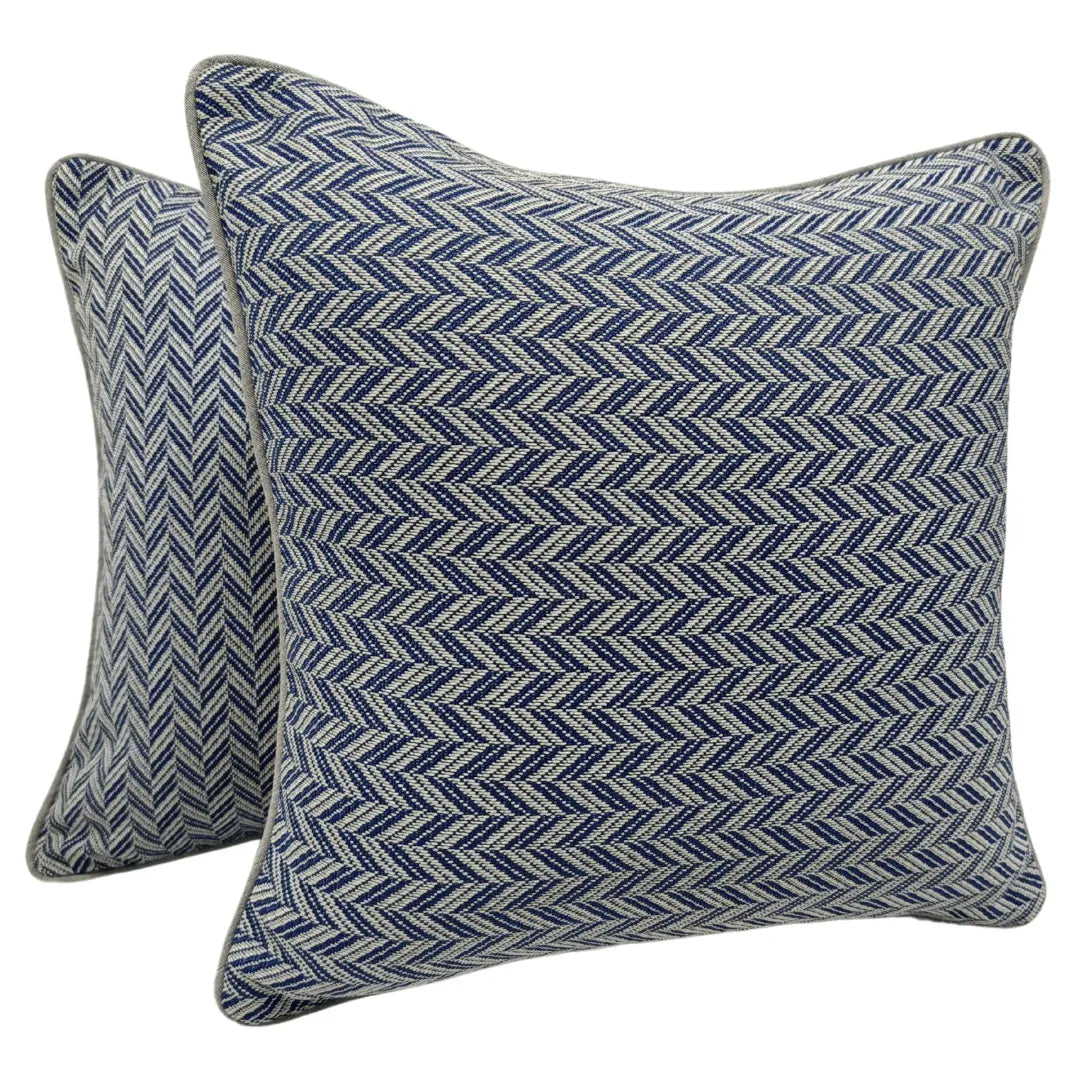 Outdoor Herringbone Navy Pillow Covers (Set of 2, 16×16) | ZIPCushions