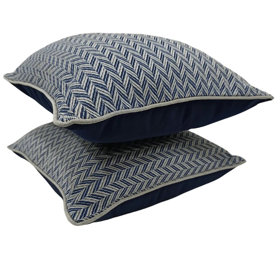 Outdoor Herringbone Navy Pillow Covers (Set of 2, 16×16) |  ZIPCushions