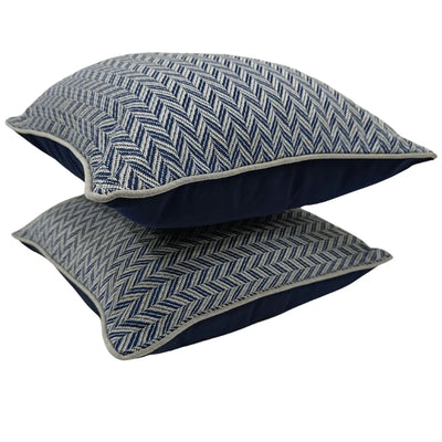Outdoor Herringbone Navy Pillow Covers (Set of 2, 16×16) - Alternate image