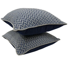 Outdoor Herringbone Navy Pillow Covers (Set of 2, 16×16) - Hover Image