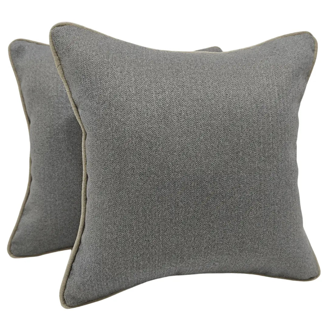 Classic Gray Herringbone Pillow Covers (Set of 2, 16×16) | ZIPCushions