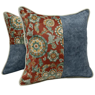 Vintage-Inspired Patchwork Pillow Covers (Set of 2, 16×16)