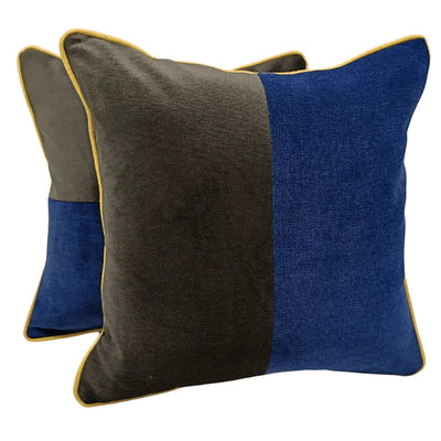 Modern Dual-Tone Blue & Brown Pillow Covers (Set of 2, 16×16)