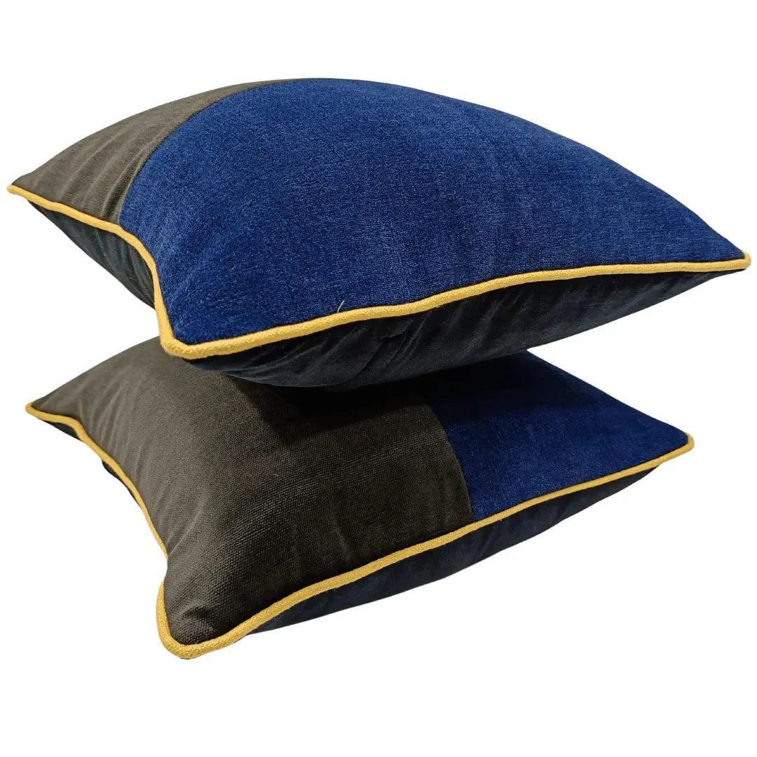 Modern Dual-Tone Blue & Brown Pillow Covers (Set of 2, 16×16) |  ZIPCushions