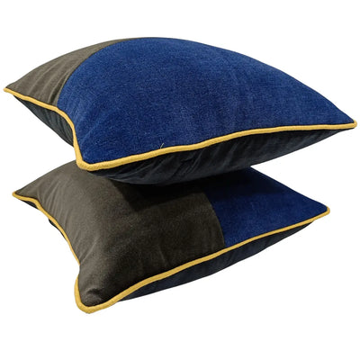 Modern Dual-Tone Blue & Brown Pillow Covers (Set of 2, 16×16) - Alternate image