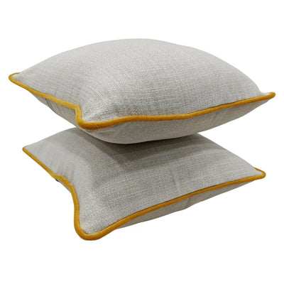 Classic Off-White & Mustard Accent Pillow Covers (Set of 2,16×16) - Alternate image