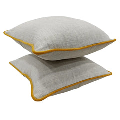 Classic Off-White & Mustard Accent Pillow Covers (Set of 2,16×16) - Hover Image
