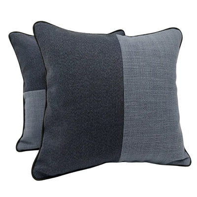 Two-Tone Blue & Charcoal Pillow Covers (Set of 2,16×16)