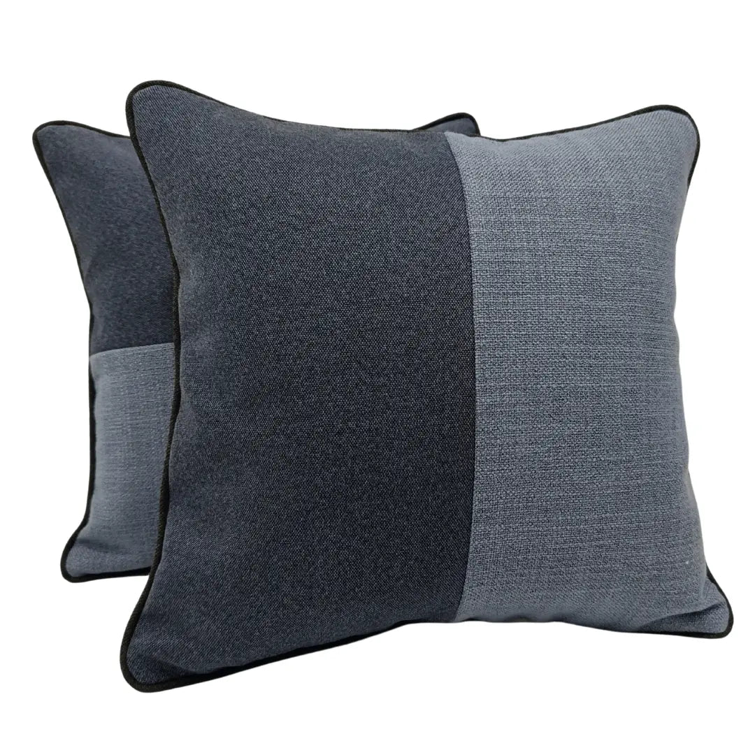 Two-Tone Blue & Charcoal Pillow Covers (Set of 2,16×16) | ZIPCushions