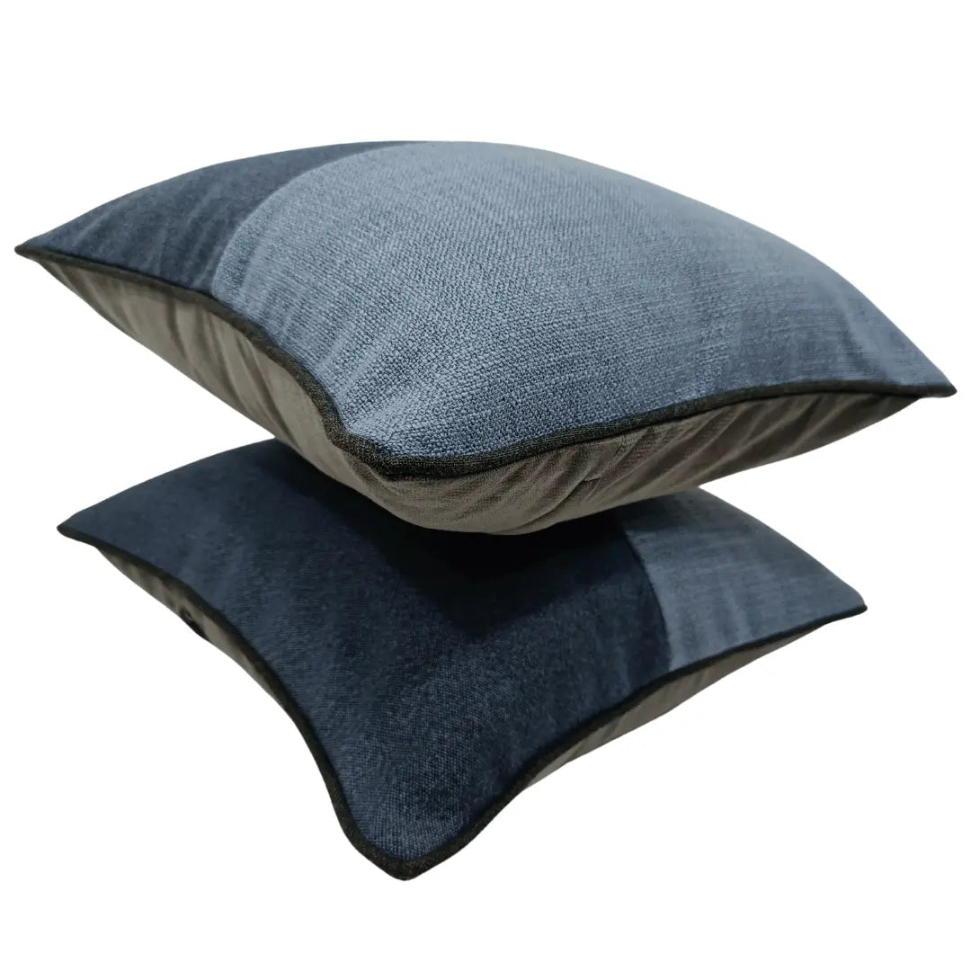 Two-Tone Blue & Charcoal Pillow Covers (Set of 2,16×16) |  ZIPCushions