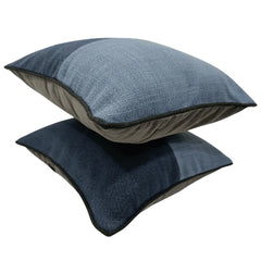Two-Tone Blue & Charcoal Pillow Covers (Set of 2,16×16) - Hover Image