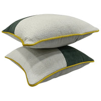 Green & Ivory Patchwork Pillow Covers (Set of 2, 16×16)