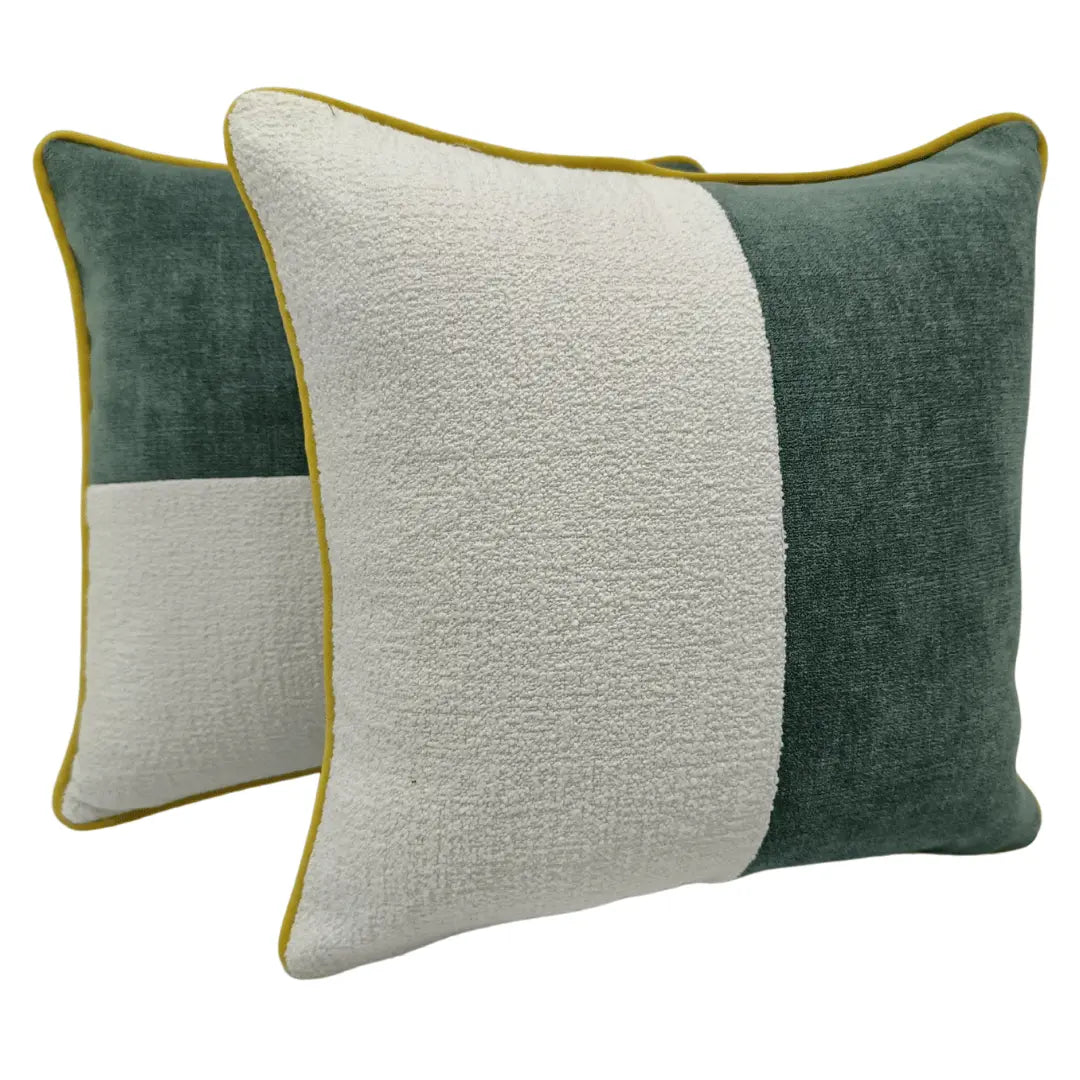 Green & Ivory Patchwork Pillow Covers (Set of 2, 16×16) |  ZIPCushions