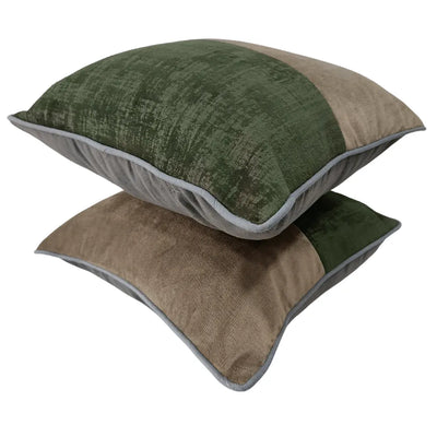 Earthy Elegance Patchwork Pillow Covers (16×16, Set of 2) - Alternate image