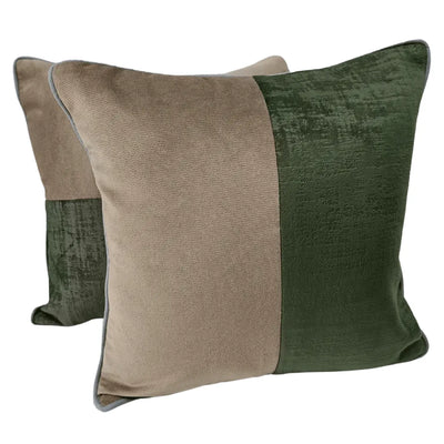 Earthy Elegance Patchwork Pillow Covers (16×16, Set of 2)