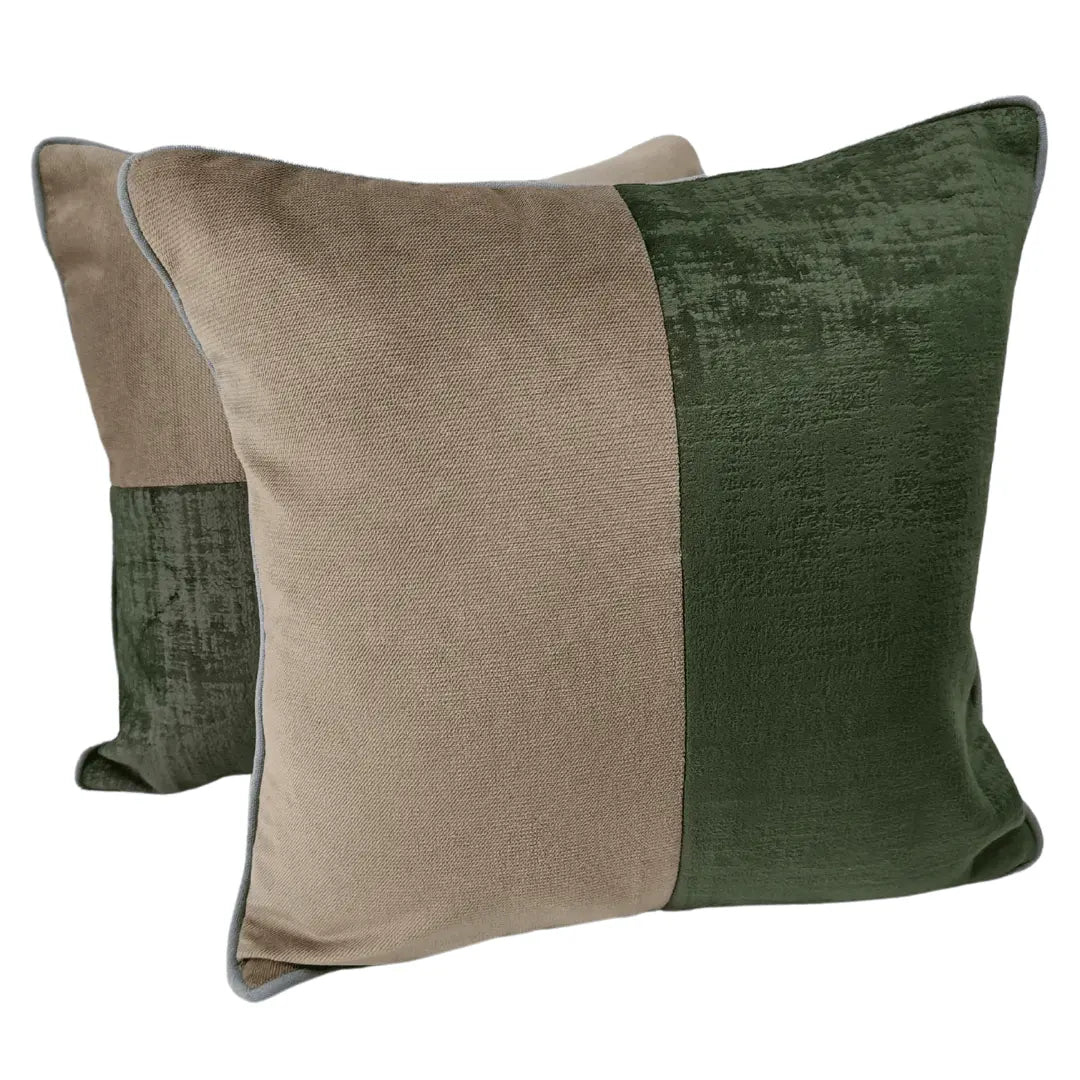 Earthy Elegance Patchwork Pillow Covers (16×16, Set of 2) | ZIPCushions