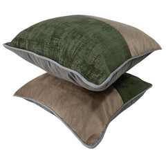 Earthy Elegance Patchwork Pillow Covers (16×16, Set of 2) - Hover Image