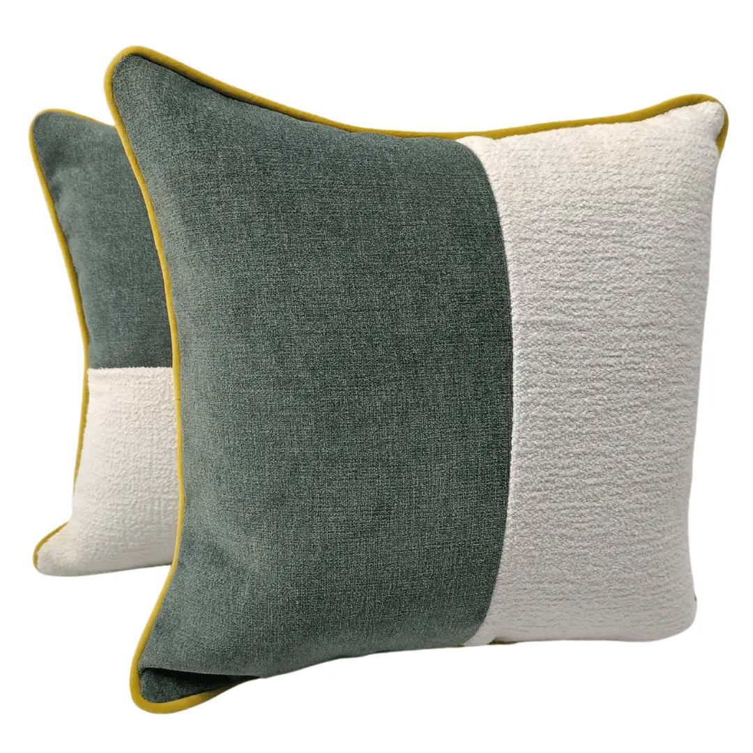 White & Deep Green Pillow Covers (Set of 2, 16×16) | ZIPCushions