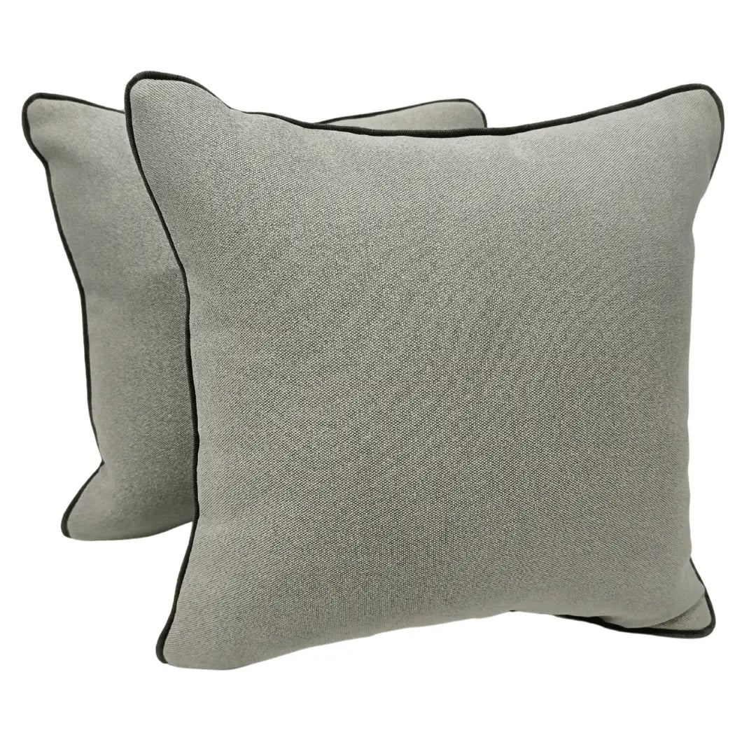 Light Gray Pillow Covers with Black Piping (Set of 2, 16×16) | ZIPCushions