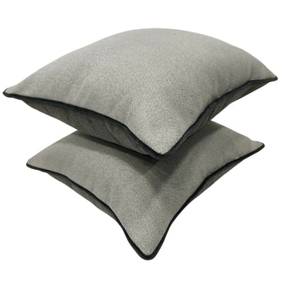Light Gray Pillow Covers with Black Piping (Set of 2, 16×16) - Alternate image