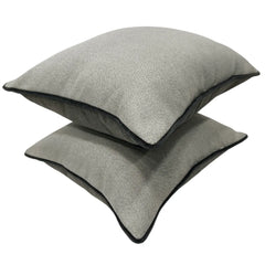 Light Gray Pillow Covers with Black Piping (Set of 2, 16×16) - Hover Image